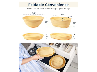 10 Zoll Ovaler Rattan Brotkorb Sauerteig Set Gären Aufgehen Teig Rohr Backen