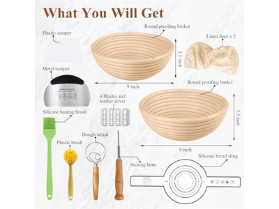 Banneton Sauerteig Starter Kit Gehäkelte Leinenbezüge für ovale Rattan Backwerkzeuge