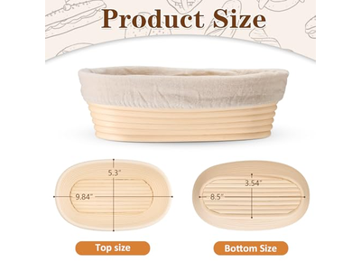 Brotform Gärkorb 1Kg 9 Zoll Oval Banneton Handgefertigt Maßgeschneidert Groß