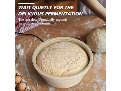 Banneton Gärkorb mit Tuch Vietnam Weide Rattan Schüssel Brotkörbe